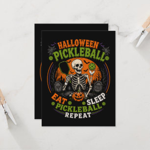 Halloween Pickleball Skeleton Spooky Sports Invitation
