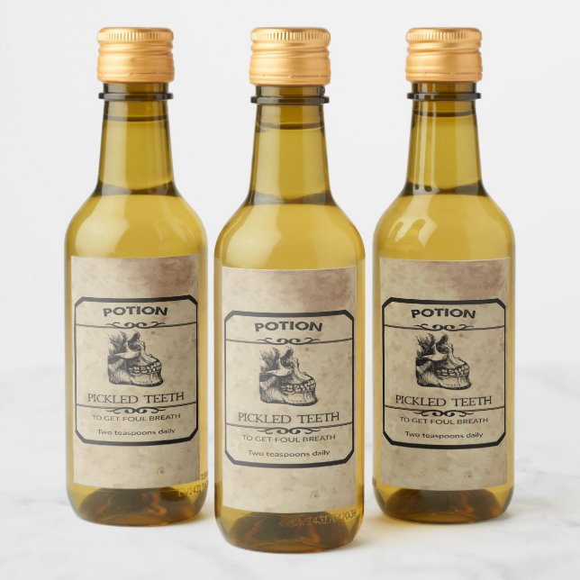 Halloween Pickled Teeth Apothecary Wine Label (Bottles)