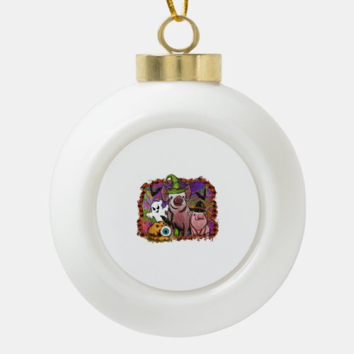 Halloween Pigs Ceramic Ball Christmas Ornament