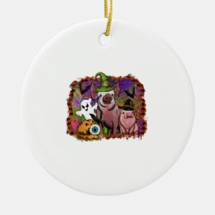 Halloween Pigs Ceramic Ornament