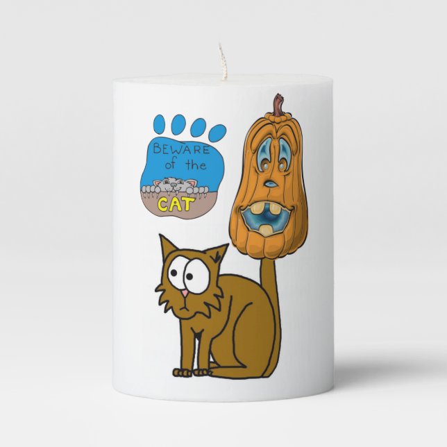 Halloween  Pilar Candle, Cat Pillar Candle (Front)