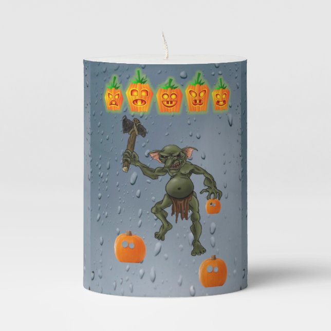 Halloween  Pilar Candle, Goblin Pillar Candle (Front)