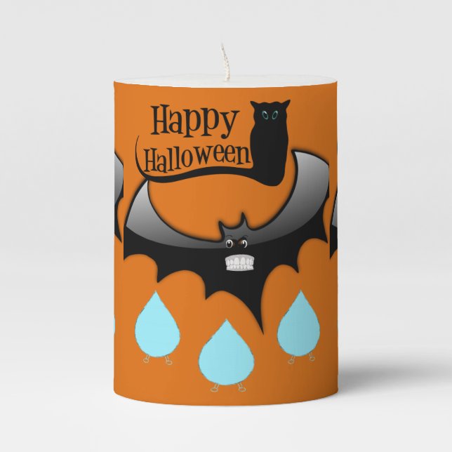 Halloween  Pilar Candle, Happy Halloween Pillar Candle (Front)