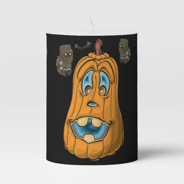 Halloween  Pilar Candle, Pumpkin Pillar Candle (Front)