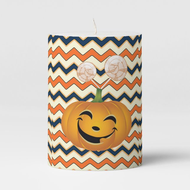 Halloween  Pilar Candle, Pumpkin Pillar Candle (Front)