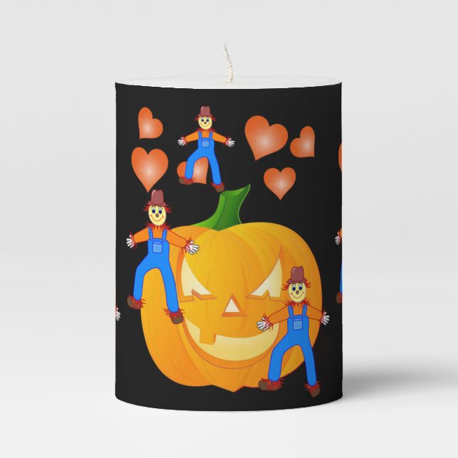 Halloween  Pilar Candle, Pumpkin Pillar Candle (Front)
