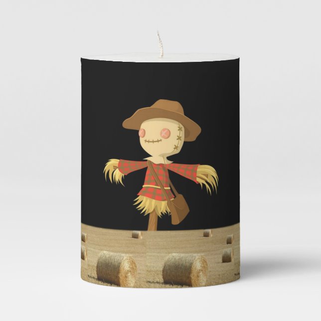 Halloween  Pilar Candle, Scarecrow Pillar Candle (Front)