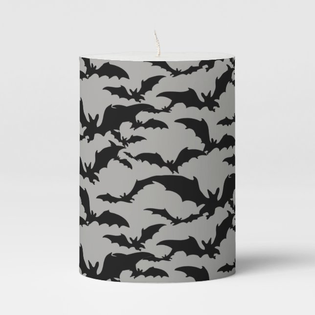 Halloween Pillar Candle-Bats Candle (Front)