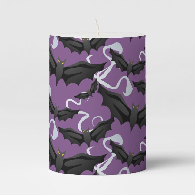 Halloween Pillar Candle-Bats Candle (Front)