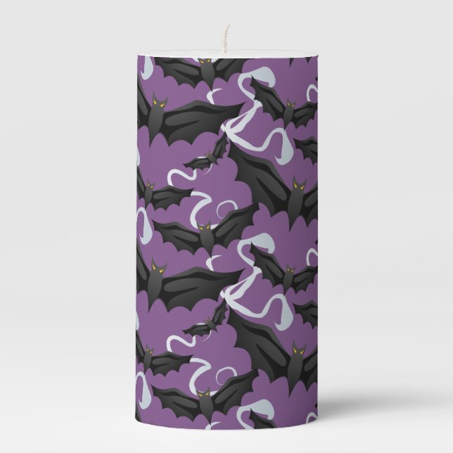 Halloween Pillar Candle-Bats Candle (Front)