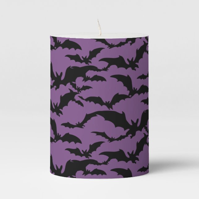 Halloween Pillar Candle-Bats Pillar Candle (Front)