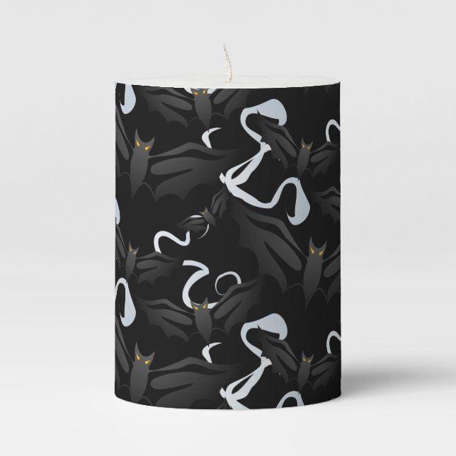 Halloween Pillar Candle-Bats Pillar Candle (Front)