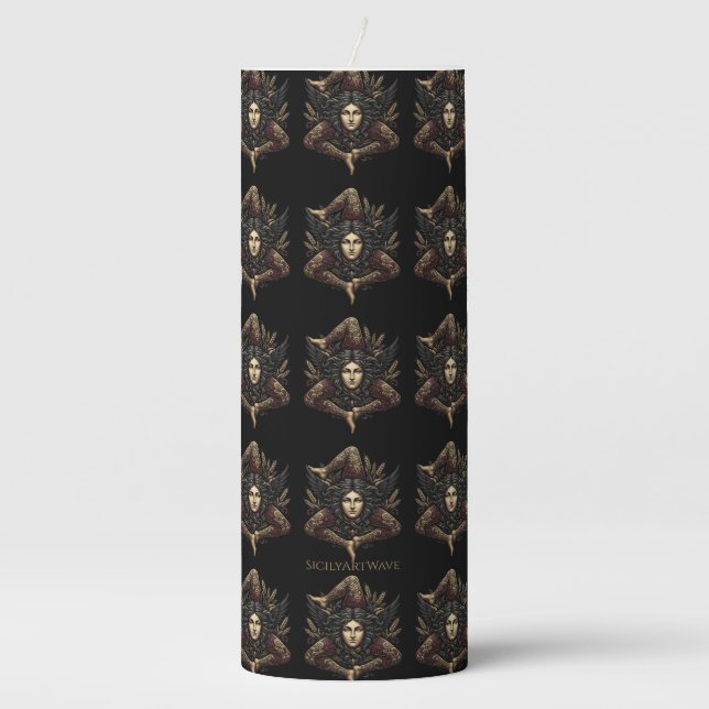 Halloween Pillar Candle Pattern Gothic (Front)