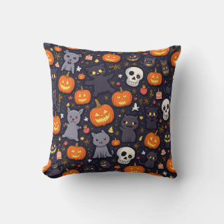  halloween, pillow, cushion, pumpkin, skull throw pillow