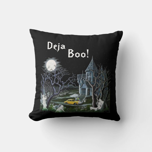 Halloween,pillow,haunted,mansion,ghosts,cat,dog Throw Pillow (Front)