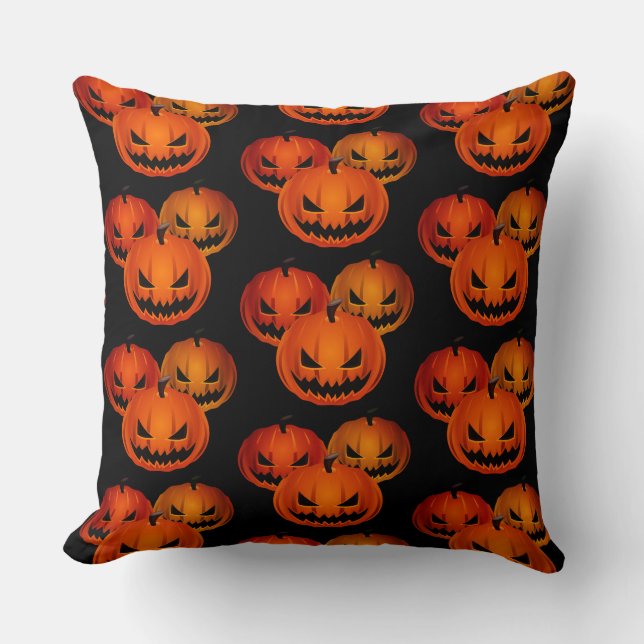 Halloween Pillow-Scary Pumpkins     Throw Pillow (Front)