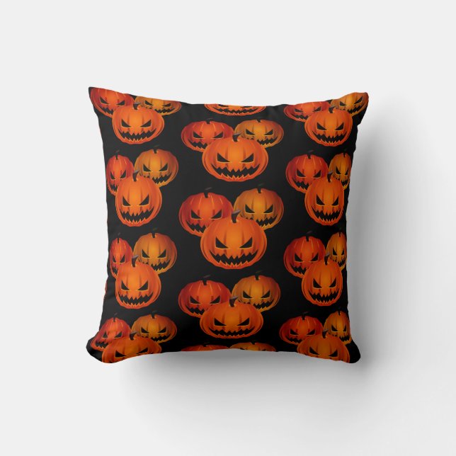 Halloween Pillow-Scary Pumpkins     Throw Pillow (Front)