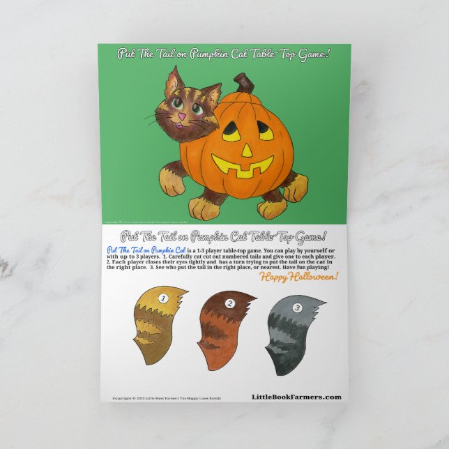 Halloween Pin The Tail Game Greeting Card (Inside)