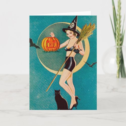 Halloween Pin_Up Girl Witch Card