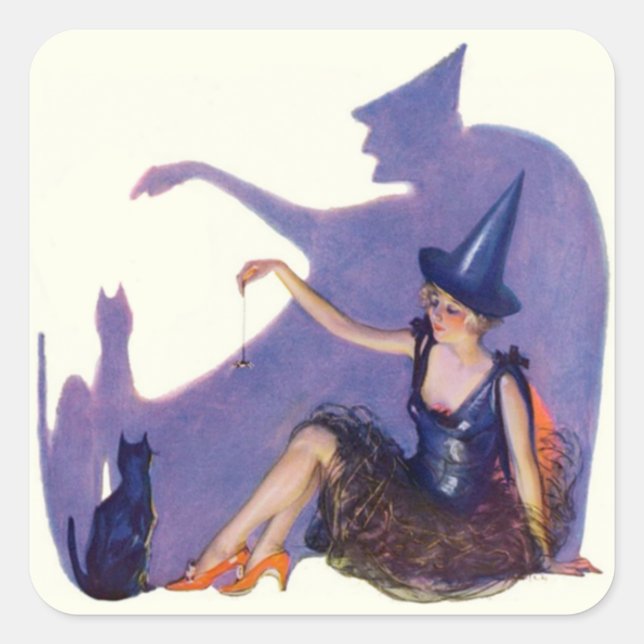 Halloween Pin Up Girl Witch Envelope Seals  (Front)