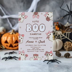 Halloween Pink A Little Boo Is Due Baby Shower Invitation