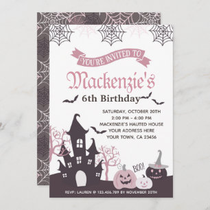 Halloween Pink and Black Invitation