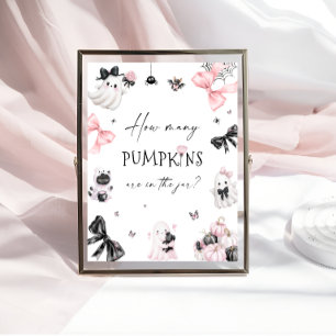 Halloween Pink Baby Shower Guess How Many Pumpkins Poster