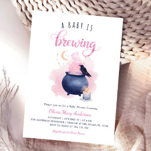 Halloween Pink Baby Shower Invitation