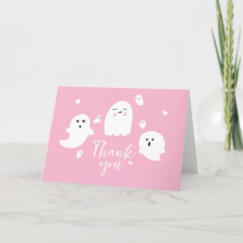 Halloween Pink Baby Shower Thank You Card