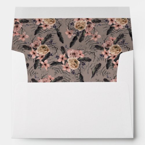 Halloween Pink  Black Floral 2 Mauve Envelope