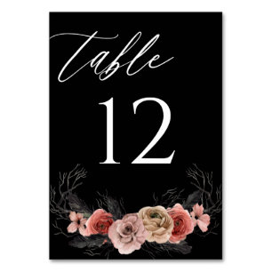 Halloween Pink & Black Floral Table Number -Black2