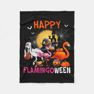 Halloween Pink Flamingo Costume Skeleton Witch Fleece Blanket