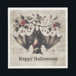 Halloween Pink Flowers Evil Bat Green Leaves Napkins<br><div class="desc">Halloween Pink Flowers Evil Bat Green Leaves Napkins. Easy to be customized to your preference. Great for parties and celebrations. Matching items available. Happy Halloween.</div>