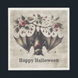 Halloween Pink Flowers Evil Bat Green Leaves Napkins<br><div class="desc">Halloween Pink Flowers Evil Bat Green Leaves Napkins. Easy to be customized to your preference. Great for parties and celebrations. Matching items available. Happy Halloween.</div>