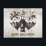 Halloween Pink Flowers Evil Bat Green Leaves Postcard<br><div class="desc">Halloween Pink Flowers Evil Bat Green Leaves Postcard. Unique,  beautiful,  stylish design. Easy to be personalized. Font style,  size and colors can be changed. Matching items are available.</div>