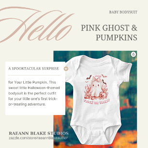 Halloween Pink Ghost and Pumpkins Baby Bodysuit