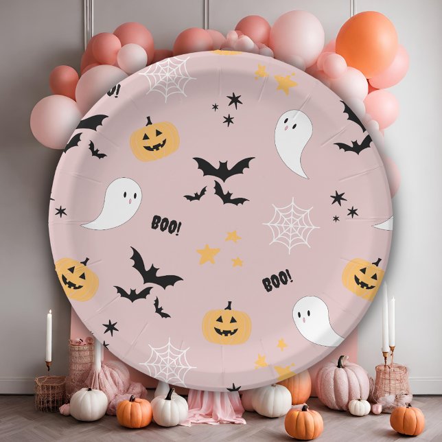 Halloween Pink Paper Plates (Creator Uploaded)