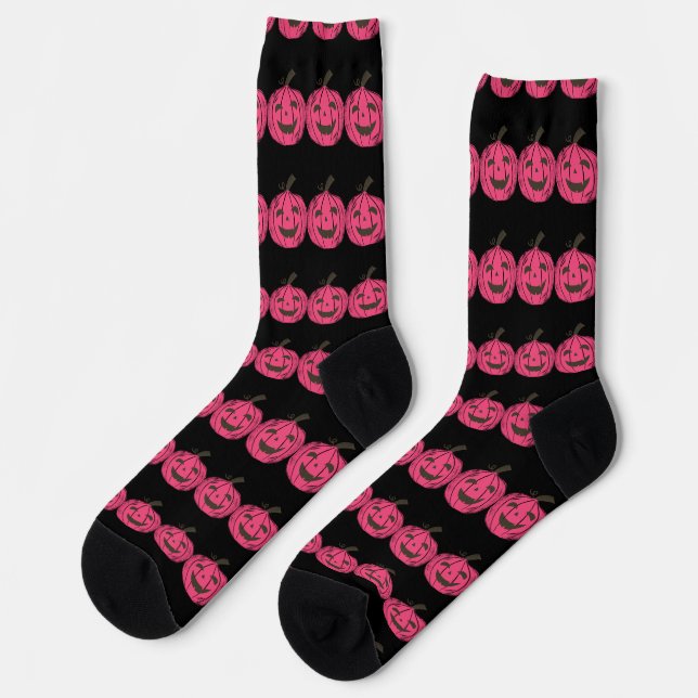 Halloween Pink Pumpkin  Socks (Left)
