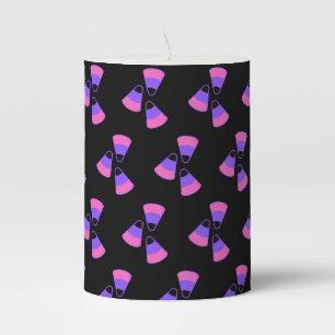 Halloween Pink Purple Candy corn Pillar Candle