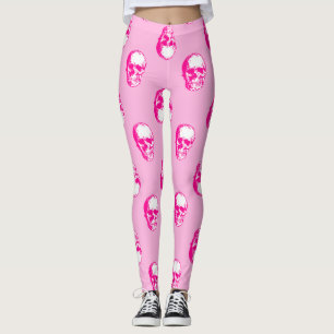 halloween pink skull gothic leggings