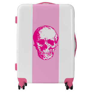 halloween pink skull gothic luggage