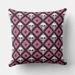 Halloween PINK Socks with Scull Throw Pillow