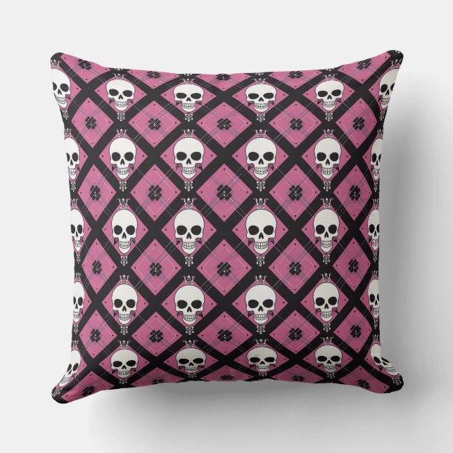 Halloween PINK Socks with Scull Throw Pillow (Back)