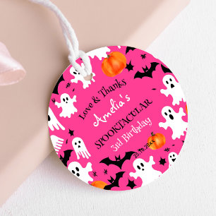 Halloween pink spooky spooktacular birthday party favor tags
