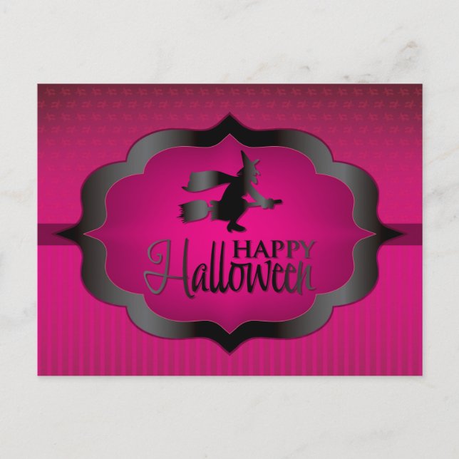 Halloween pink witch postcard (Front)