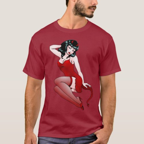 Halloween Pinup Girl Shirt 50s Devil Pin_up Shirt