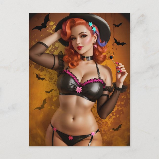 Halloween Pinup Greeting Card (Front)