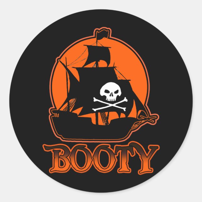 Halloween Pirate Booty Classic Round Sticker (Front)