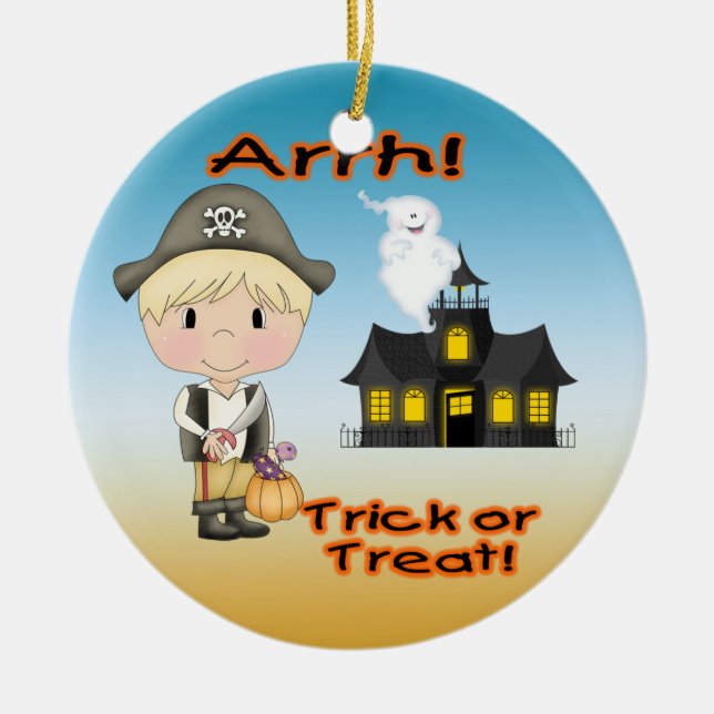 Halloween Pirate Boy Round Ornament (Front)