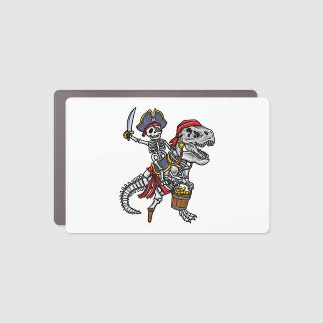 Halloween Pirate Dinosaur Skeleton Car Magnet (Front)